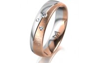 Ring 18 Karat Rot-/Weissgold 5.0 mm sandmatt 3 Brillanten...