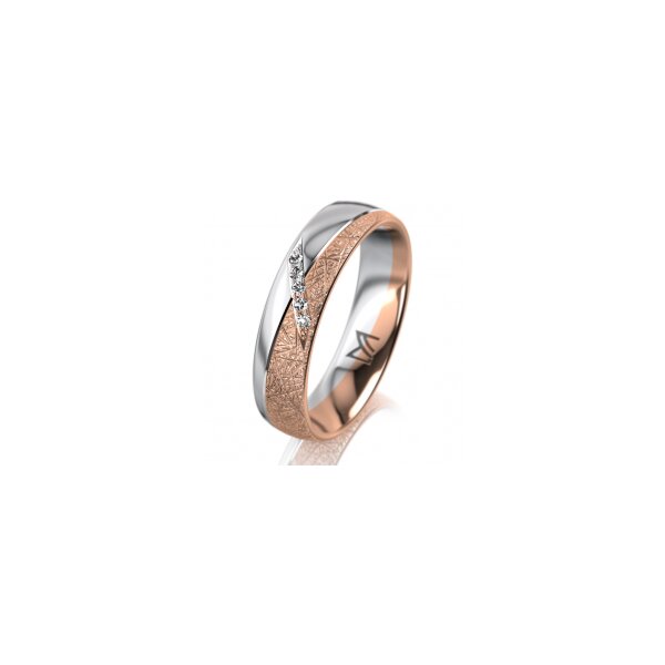 Ring 14 Karat Rot-/Weissgold 5.0 mm kristallmatt 5 Brillanten G vs Gesamt 0,035ct