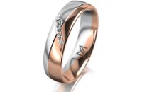 Ring 18 Karat Rot-/Weissgold 5.0 mm poliert 5 Brillanten...