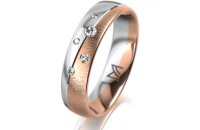 Ring 18 Karat Rot-/Weissgold 5.0 mm sandmatt 5 Brillanten...