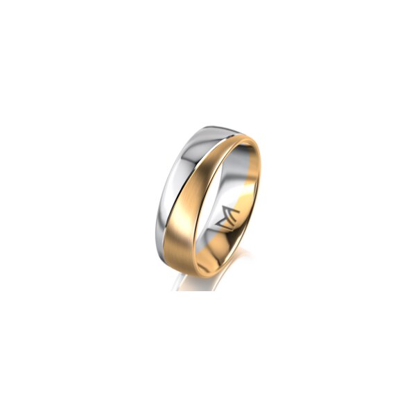 Ring 14 Karat Gelb-/Weissgold 6.0 mm l&auml;ngsmatt