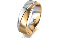 Ring 14 Karat Gelb-/Weissgold 6.0 mm l&auml;ngsmatt