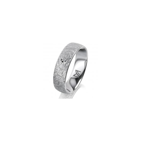 Ring 14 Karat Weissgold 5.5 mm kristallmatt 1 Brillant G vs 0,025ct