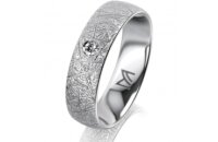 Ring 14 Karat Weissgold 5.5 mm kristallmatt 1 Brillant G...
