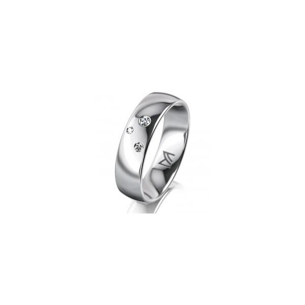 Ring 14 Karat Weissgold 5.5 mm poliert 3 Brillanten G vs Gesamt 0,050ct