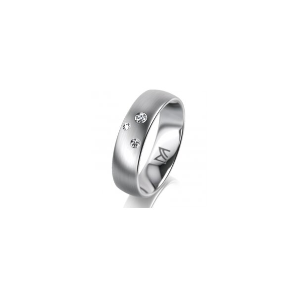Ring 14 Karat Weissgold 5.5 mm l&auml;ngsmatt 3 Brillanten G vs Gesamt 0,050ct