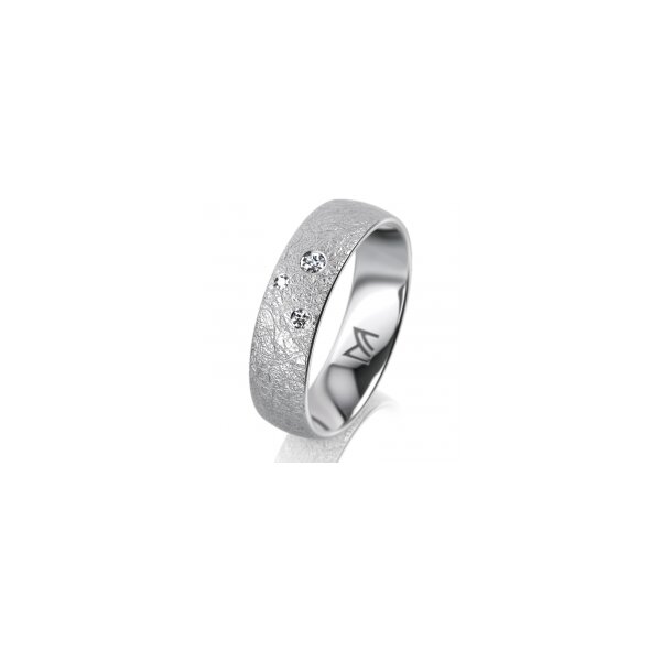 Ring 14 Karat Weissgold 5.5 mm kreismatt 3 Brillanten G vs Gesamt 0,050ct