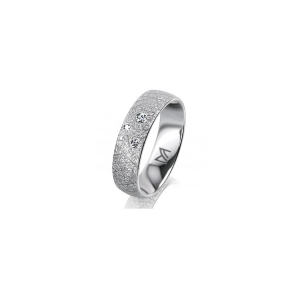 Ring 14 Karat Weissgold 5.5 mm kristallmatt 3 Brillanten G vs Gesamt 0,050ct