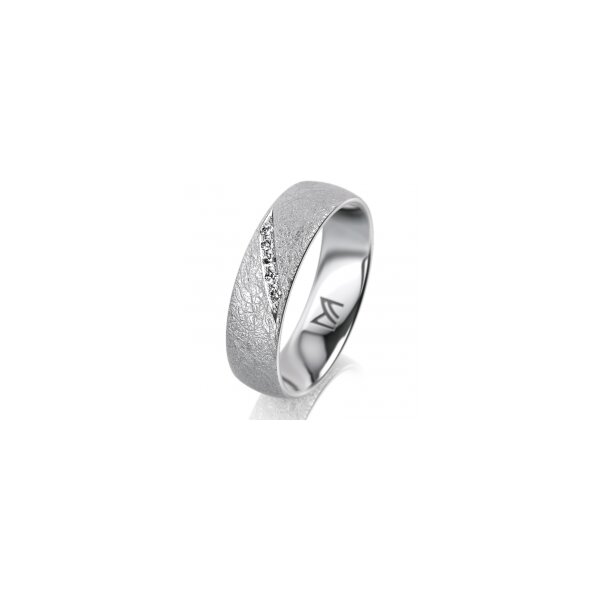Ring 14 Karat Weissgold 5.5 mm kreismatt 5 Brillanten G vs Gesamt 0,045ct