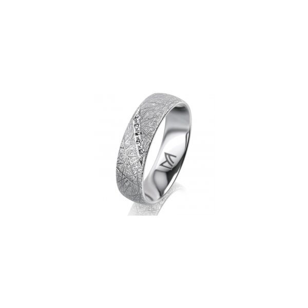 Ring 14 Karat Weissgold 5.5 mm kristallmatt 5 Brillanten G vs Gesamt 0,045ct