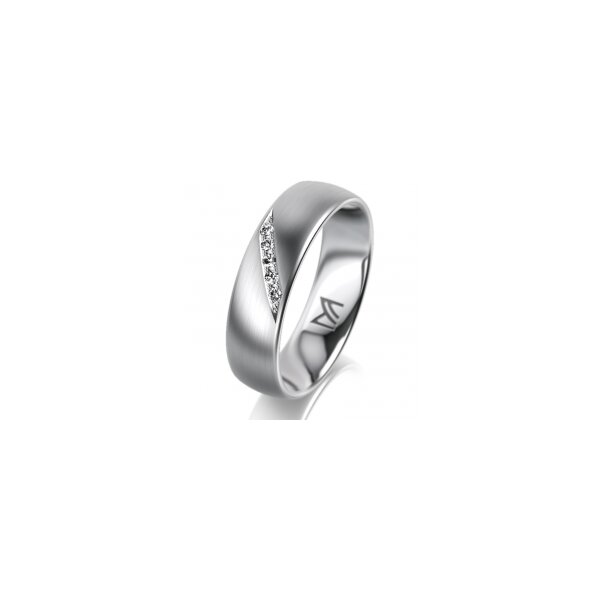 Ring 18 Karat Weissgold 5.5 mm l&auml;ngsmatt 5 Brillanten G vs Gesamt 0,045ct