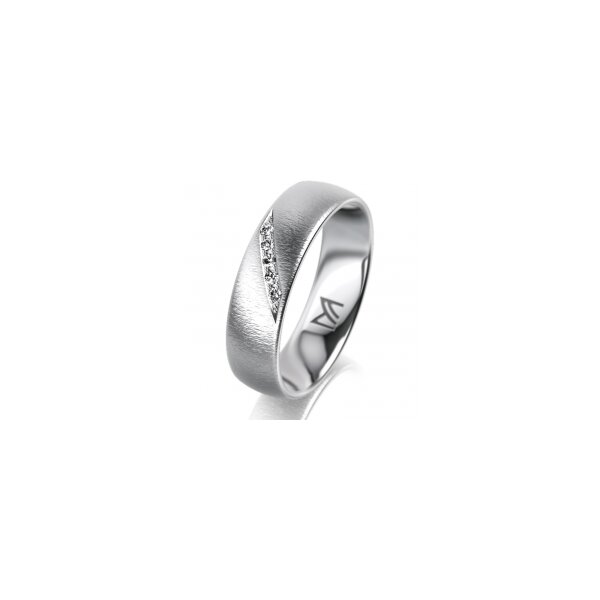 Ring 18 Karat Weissgold 5.5 mm sandmatt 5 Brillanten G vs Gesamt 0,045ct