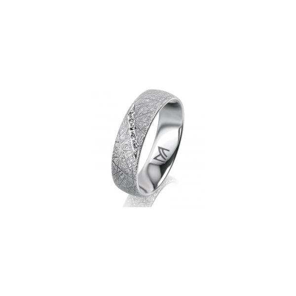 Ring 18 Karat Weissgold 5.5 mm kristallmatt 5 Brillanten G vs Gesamt 0,045ct