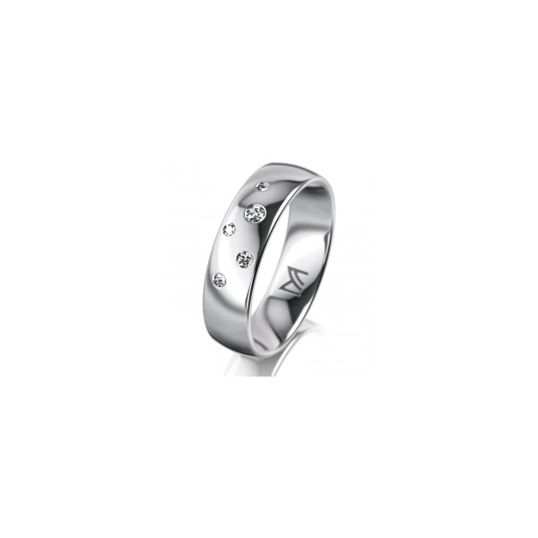 Ring 14 Karat Weissgold 5.5 mm poliert 5 Brillanten G vs Gesamt 0,065ct