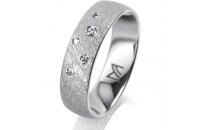 Ring 18 Karat Weissgold 5.5 mm kreismatt 5 Brillanten G...