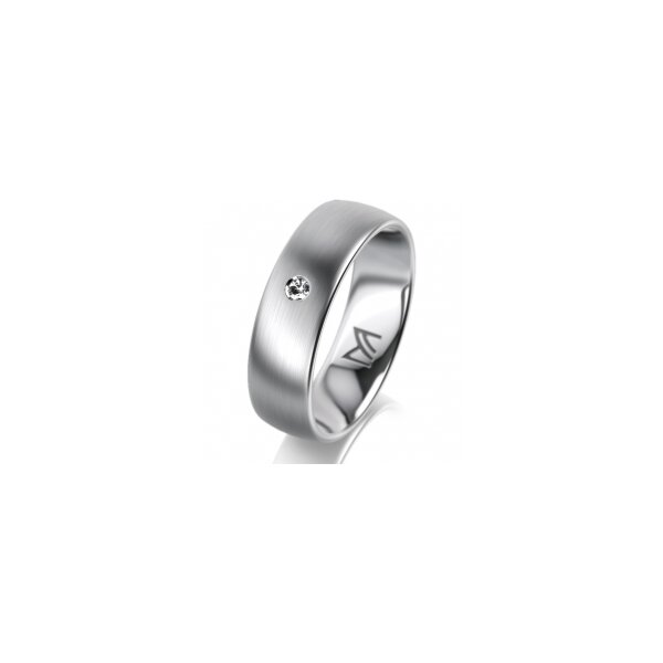 Ring 14 Karat Weissgold 6.0 mm l&auml;ngsmatt 1 Brillant G vs 0,025ct