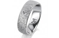 Ring 14 Karat Weissgold 6.0 mm kristallmatt 1 Brillant G...