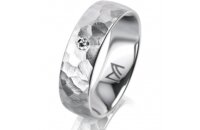 Ring 14 Karat Weissgold 6.0 mm diamantmatt 1 Brillant G...