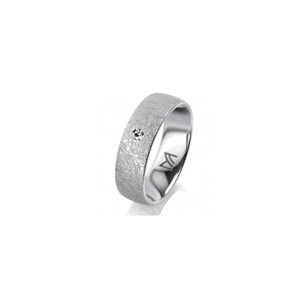 Ring 18 Karat Weissgold 6.0 mm kreismatt 1 Brillant G vs 0,025ct