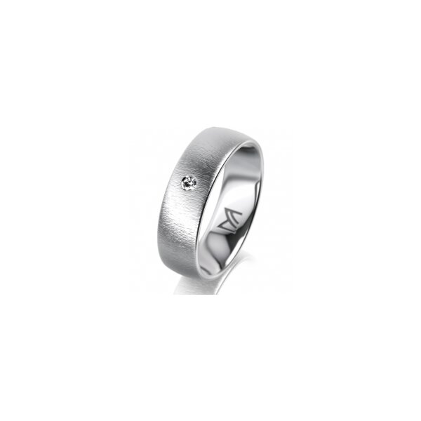 Ring 18 Karat Weissgold 6.0 mm sandmatt 1 Brillant G vs 0,025ct