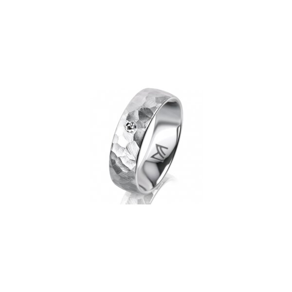 Ring 18 Karat Weissgold 6.0 mm diamantmatt 1 Brillant G vs 0,025ct