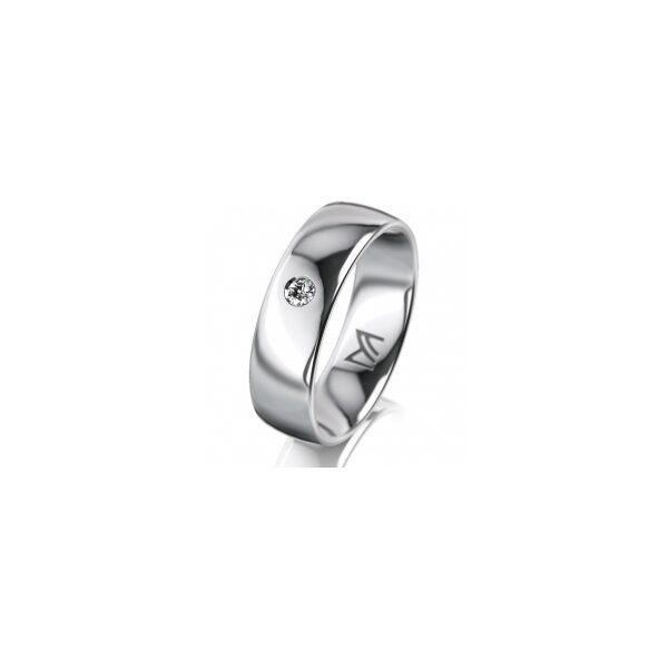 Ring 14 Karat Weissgold 6.0 mm poliert 1 Brillant G vs 0,050ct