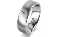 Ring 14 Karat Weissgold 6.0 mm l&auml;ngsmatt 1 Brillant...