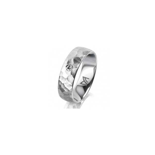 Ring 14 Karat Weissgold 6.0 mm diamantmatt 1 Brillant G vs 0,050ct