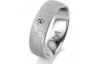 Ring 18 Karat Weissgold 6.0 mm kreismatt 1 Brillant G vs...