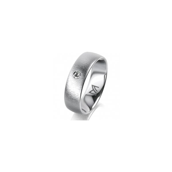 Ring 18 Karat Weissgold 6.0 mm sandmatt 1 Brillant G vs 0,050ct