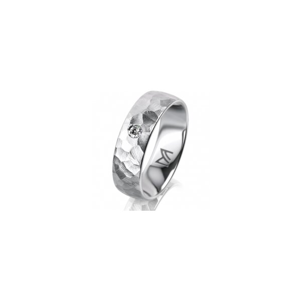 Ring 18 Karat Weissgold 6.0 mm diamantmatt 1 Brillant G vs 0,050ct