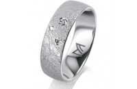 Ring 14 Karat Weissgold 6.0 mm kreismatt 3 Brillanten G...