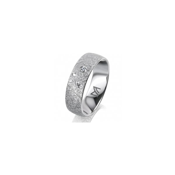 Ring 14 Karat Weissgold 6.0 mm kristallmatt 3 Brillanten G vs Gesamt 0,060ct