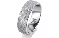 Ring 14 Karat Weissgold 6.0 mm kristallmatt 3 Brillanten...