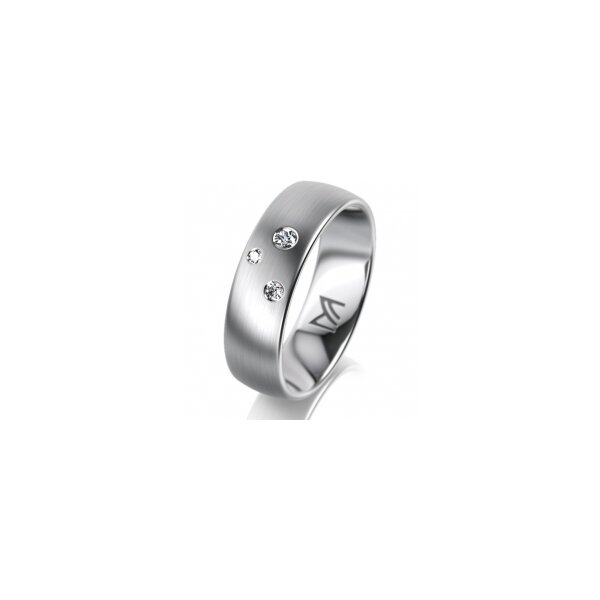 Ring 18 Karat Weissgold 6.0 mm l&auml;ngsmatt 3 Brillanten G vs Gesamt 0,060ct