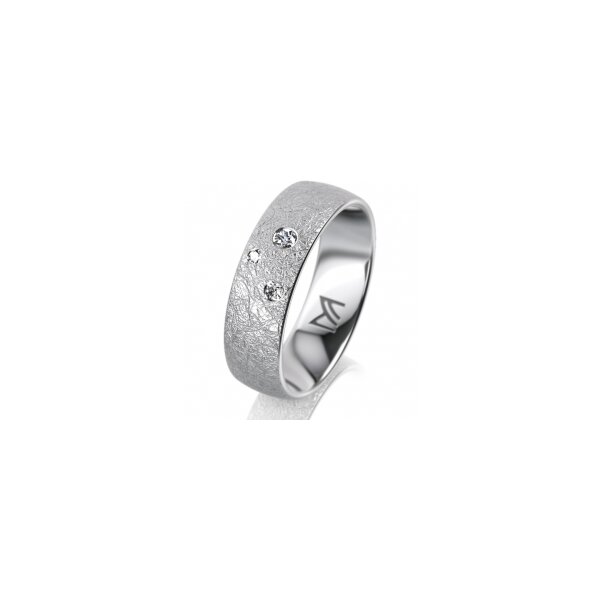 Ring 18 Karat Weissgold 6.0 mm kreismatt 3 Brillanten G vs Gesamt 0,060ct