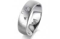 Ring 18 Karat Weissgold 6.0 mm sandmatt 3 Brillanten G vs...