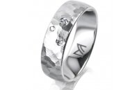 Ring 18 Karat Weissgold 6.0 mm diamantmatt 3 Brillanten G...