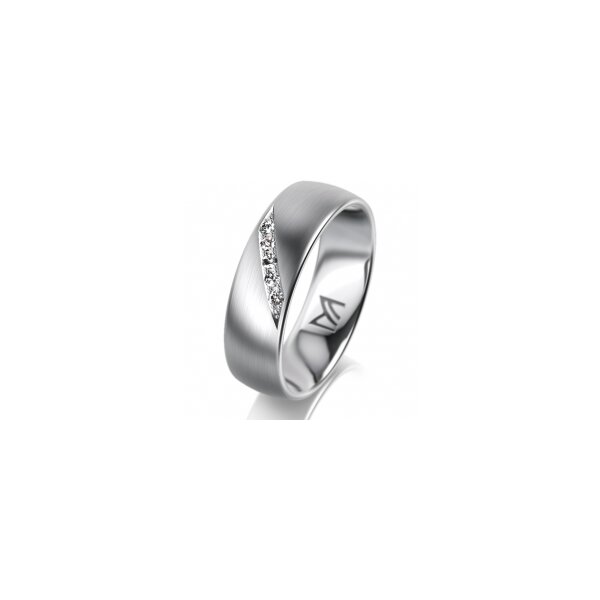 Ring 14 Karat Weissgold 6.0 mm l&auml;ngsmatt 5 Brillanten G vs Gesamt 0,065ct