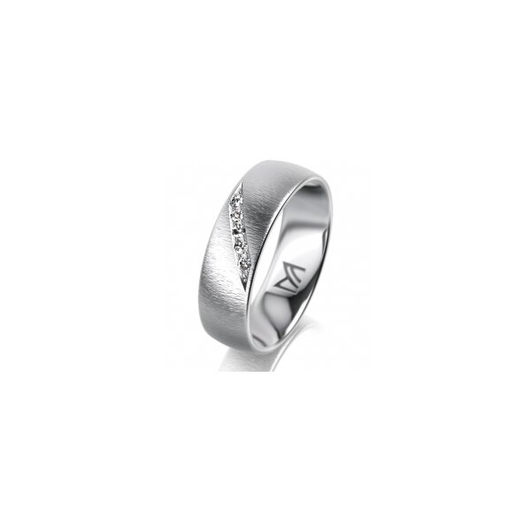Ring 18 Karat Weissgold 6.0 mm sandmatt 5 Brillanten G vs Gesamt 0,065ct
