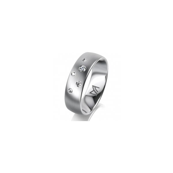 Ring 14 Karat Weissgold 6.0 mm l&auml;ngsmatt 5 Brillanten G vs Gesamt 0,080ct
