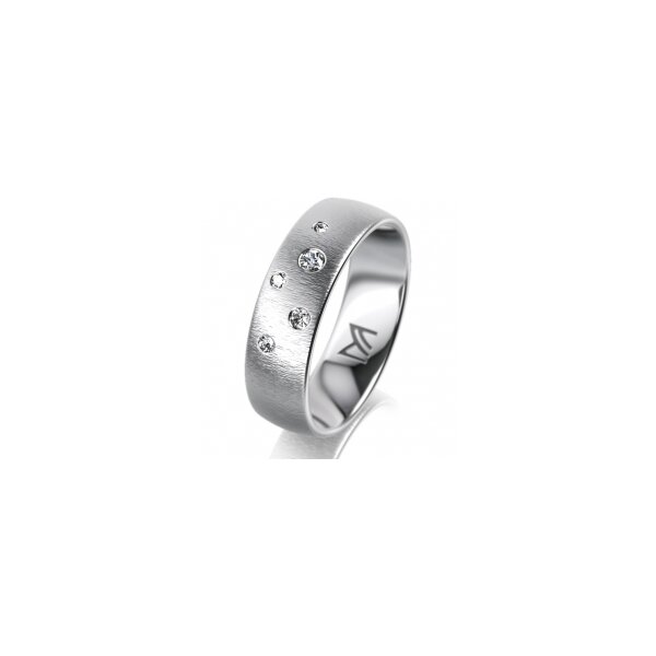 Ring 14 Karat Weissgold 6.0 mm sandmatt 5 Brillanten G vs Gesamt 0,080ct
