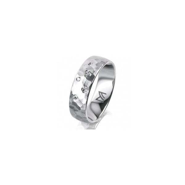 Ring 14 Karat Weissgold 6.0 mm diamantmatt 5 Brillanten G vs Gesamt 0,080ct