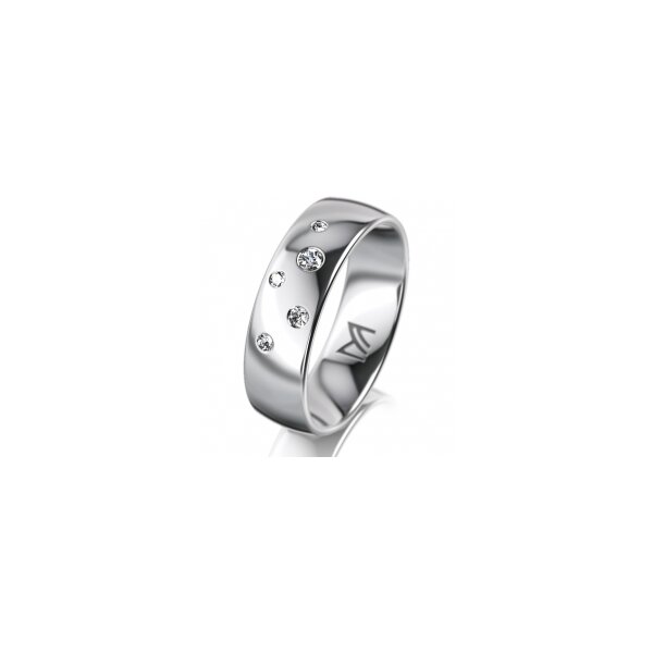 Ring 18 Karat Weissgold 6.0 mm poliert 5 Brillanten G vs Gesamt 0,080ct