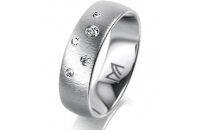 Ring 18 Karat Weissgold 6.0 mm sandmatt 5 Brillanten G vs...