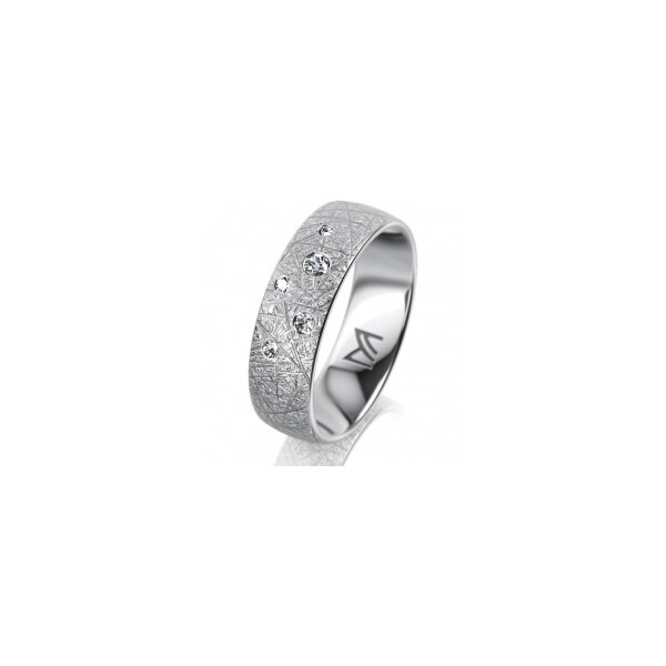 Ring 18 Karat Weissgold 6.0 mm kristallmatt 5 Brillanten G vs Gesamt 0,080ct