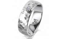 Ring 18 Karat Weissgold 6.0 mm diamantmatt 5 Brillanten G...