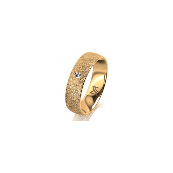 Ring 18 Karat Gelbgold 5.5 mm kristallmatt 1 Brillant G vs 0,025ct