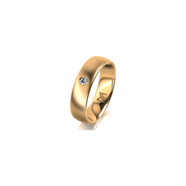 Ring 14 Karat Gelbgold 5.5 mm längsmatt 1 Brillant G vs 0,050ct