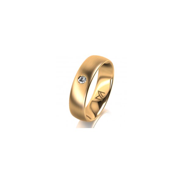 Ring 14 Karat Gelbgold 5.5 mm l&auml;ngsmatt 1 Brillant G vs 0,050ct